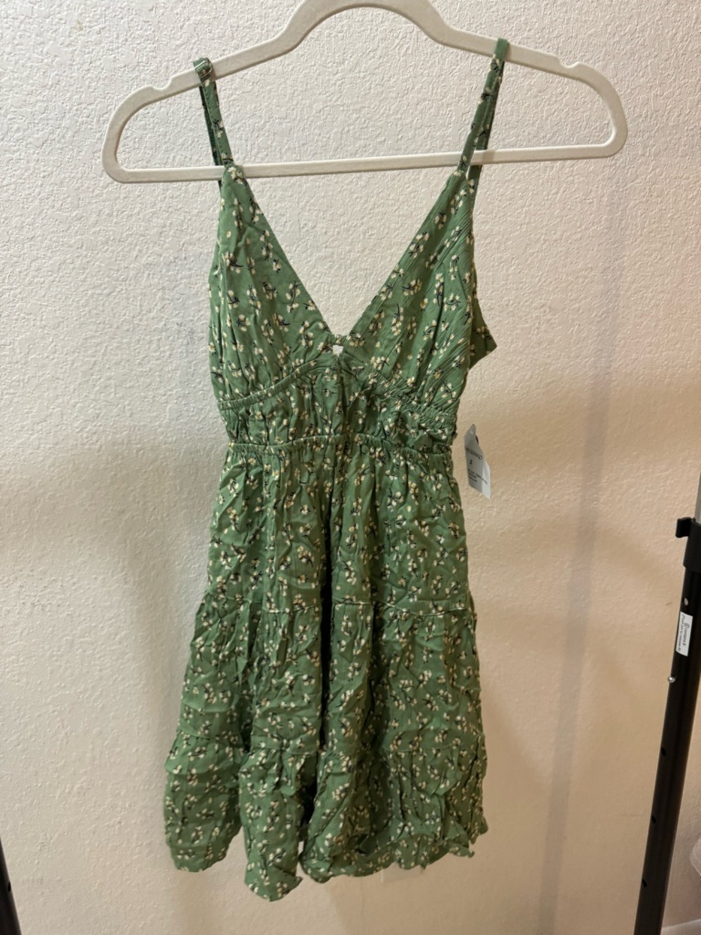 Angie Olive Green Floral Mini Dress